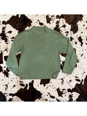 Rivet & Thread Sage Green Mock‎ Neck Long Sleeve Knit Top XS Made in USA